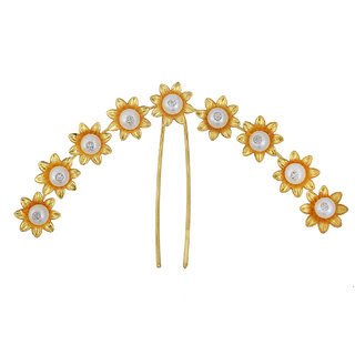 Latest Hair Pin Designs in pearl & Gold-IndianJewelleryDesign.com